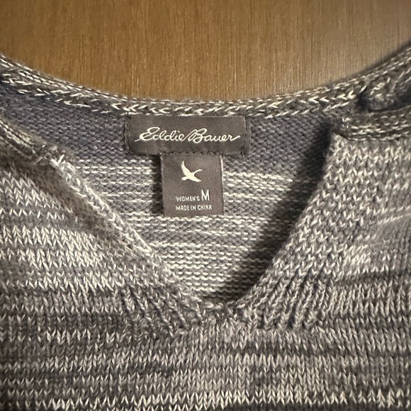 Eddie Bauer Grey Stripe Sweater - Picture 2 of 3